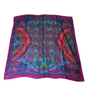 Vintage BERKSHIRE Jewel Tones Square Scarf Made in Italy 30" x 30"